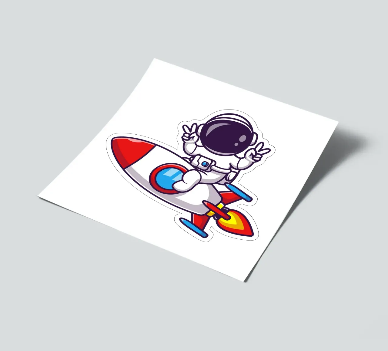 Astronaut riding rocket with peace hand sticker sheet by brockcon Shop