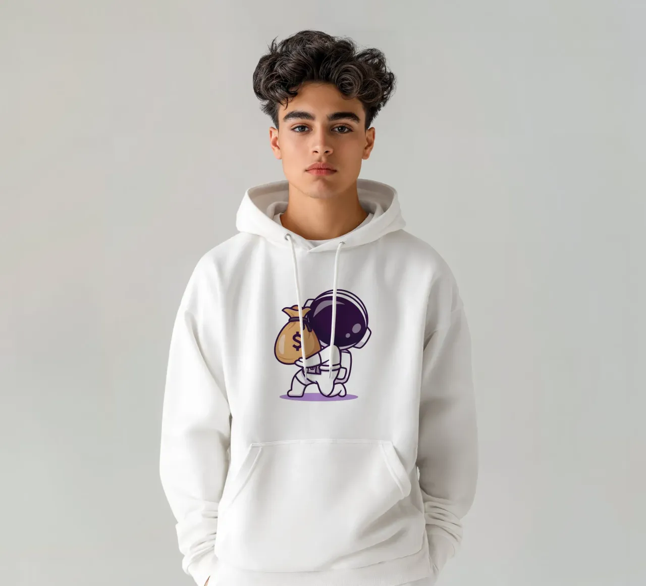 Carino l'astronauta che porta i soldi in borsa felpa con cappuccio da brockcon Shop
