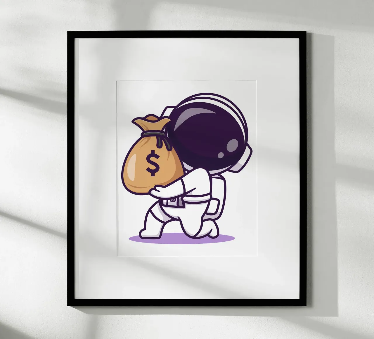 Carino l'astronauta che porta i soldi in borsa poster con telaio in plastica da brockcon Shop