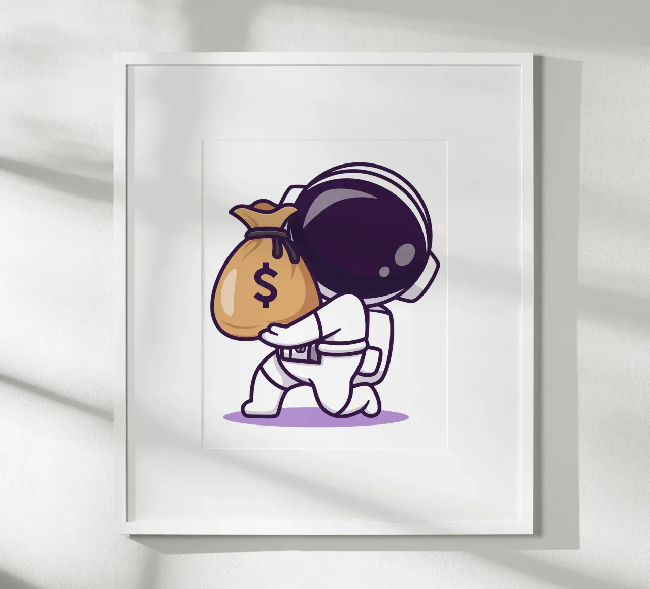 Carino l'astronauta che porta i soldi in borsa poster con telaio in plastica da brockcon Shop