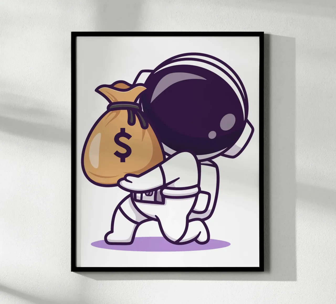 Carino l'astronauta che porta i soldi in borsa poster con telaio in plastica da brockcon Shop