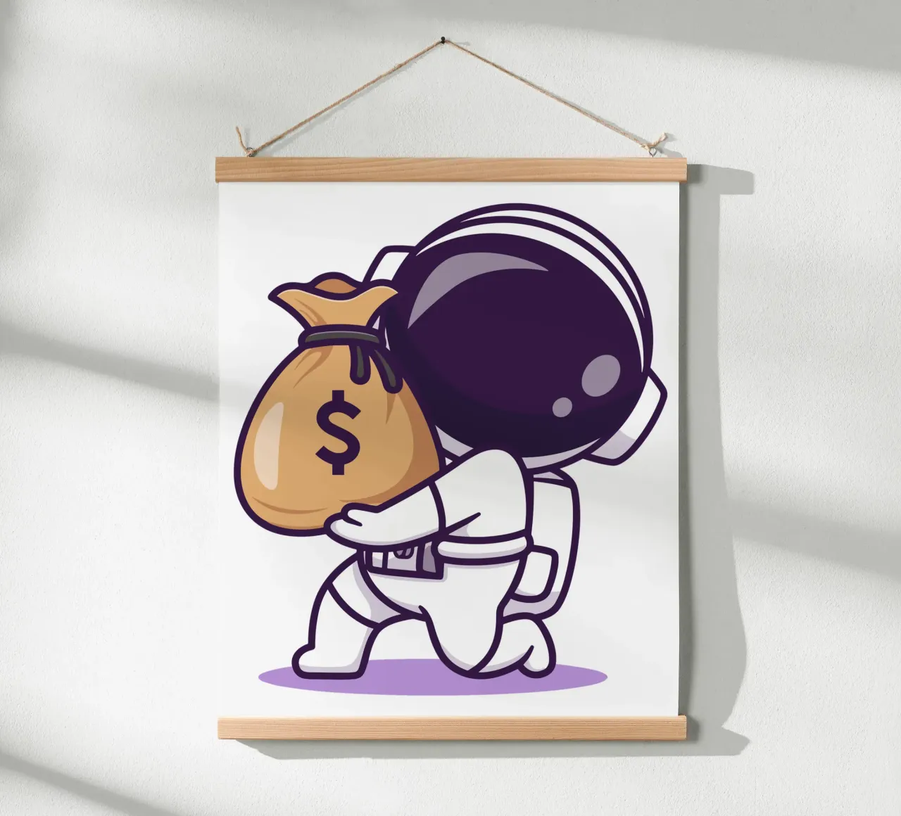 Carino l'astronauta che porta i soldi in borsa poster con telaio in plastica da brockcon Shop