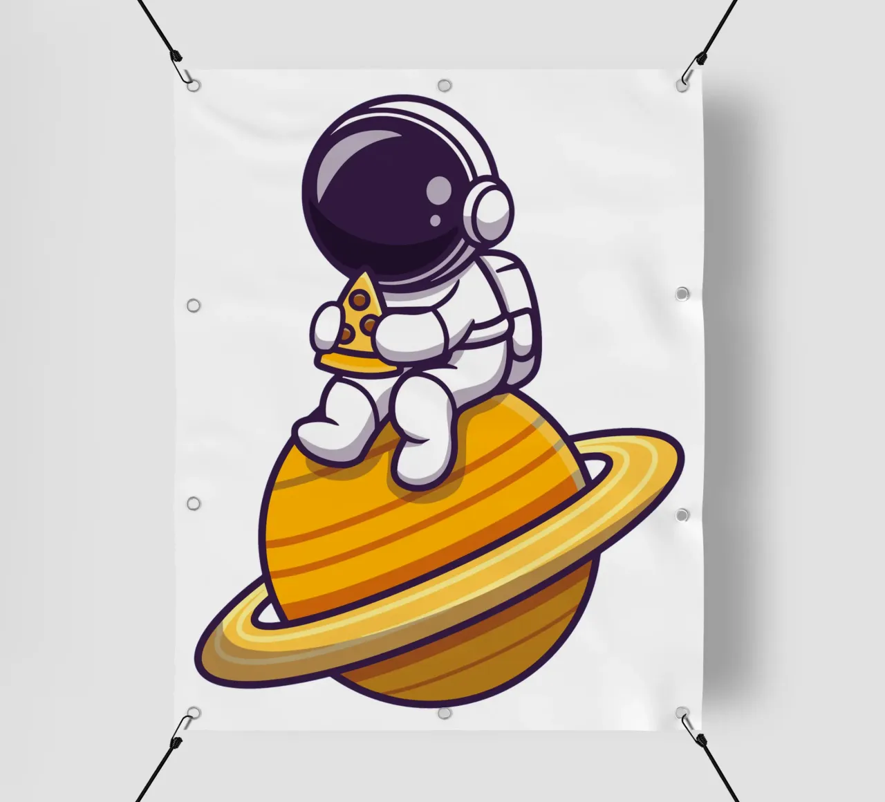 Schattige astronaut eet pizza op de planeet pvc-zeil van brockcon Shop
