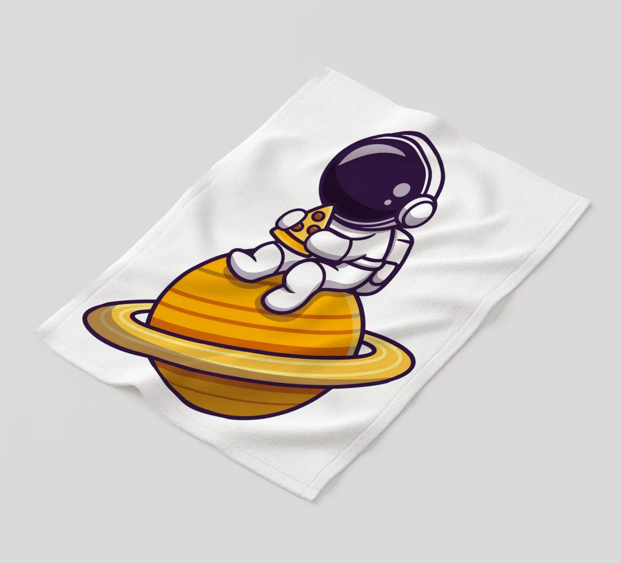 Cute astronaut eating pizza on the planet fleece blanket by brockcon Shop