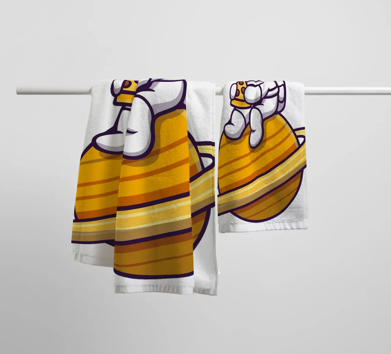 Cute astronaut eating pizza on the planet towel by brockcon Shop