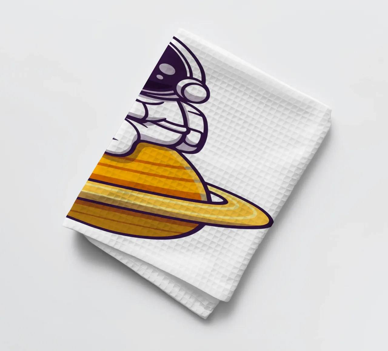 Niedlicher Astronaut isst Pizza auf dem Planeten Geschirrtuch von brockcon Shop