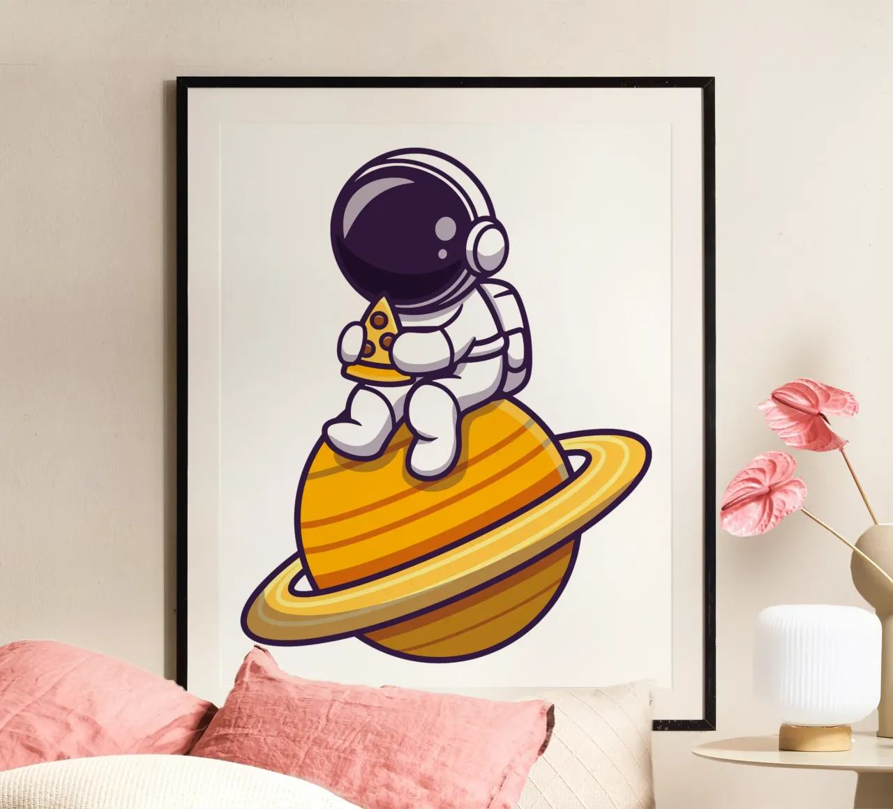 Cute astronaut eating pizza on the planet poster by brockcon Shop