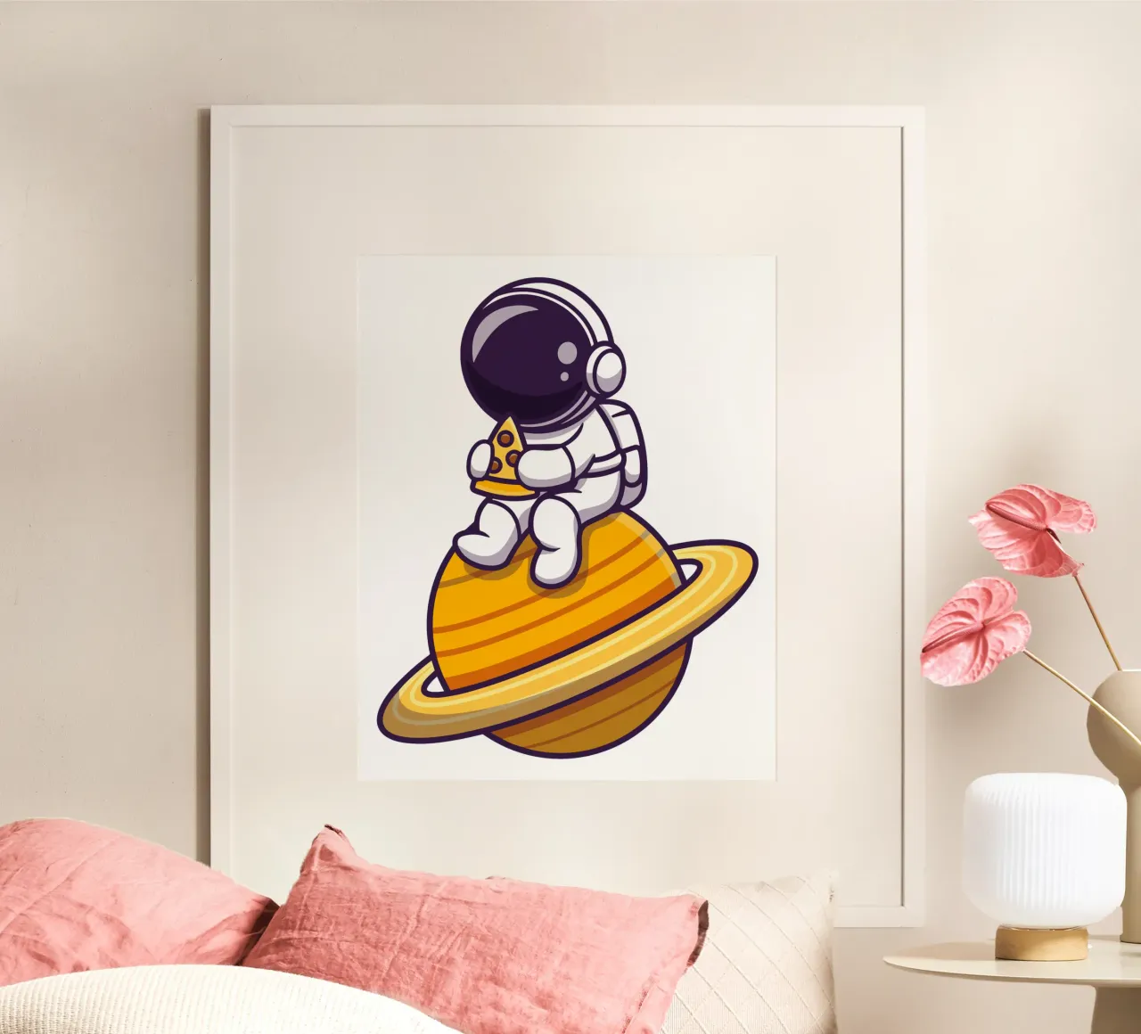Cute astronaut eating pizza on the planet poster by brockcon Shop