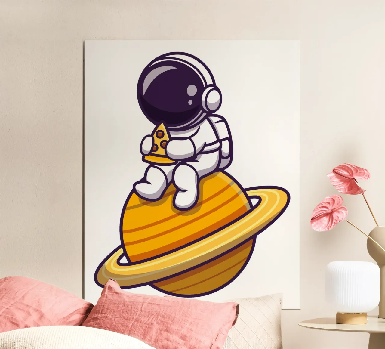 Cute astronaut eating pizza on the planet poster by brockcon Shop