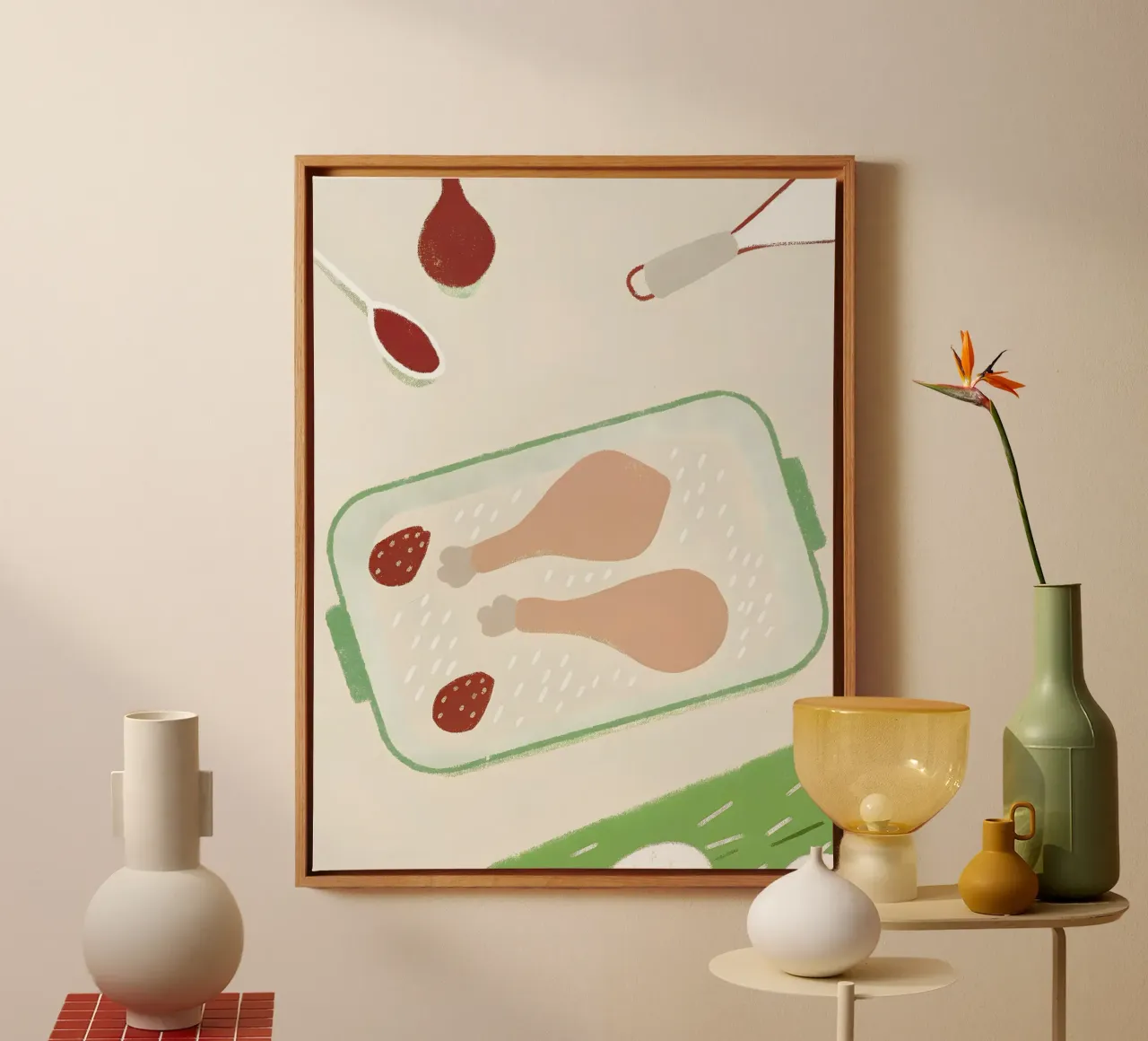 Hähnchenschenkel Essen Leinwand mit Schattenfugenrahmen von PERSONAL TOUCH