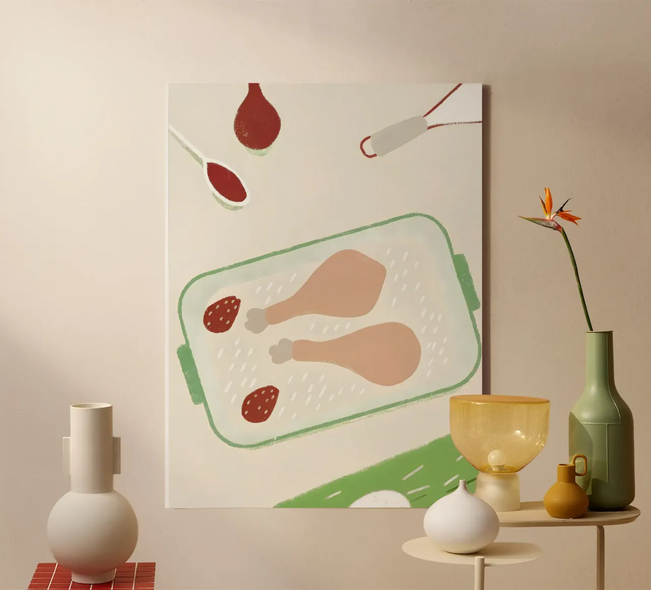 Hähnchenschenkel Essen Leinwand mit Schattenfugenrahmen von PERSONAL TOUCH