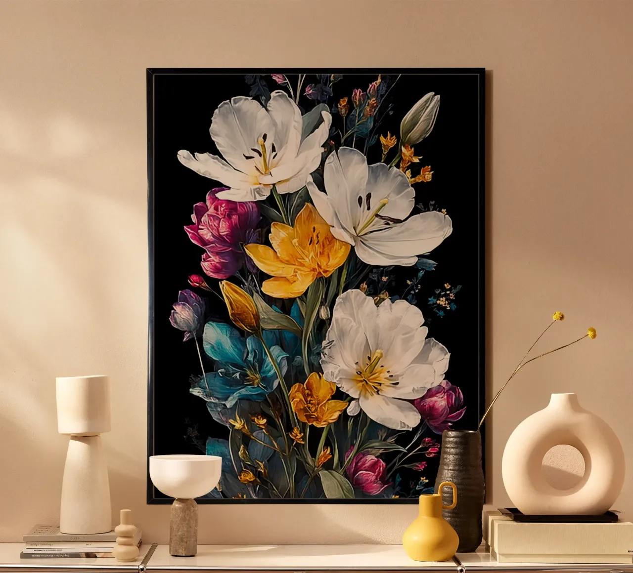 Garden full of flowers H poster con telaio in alluminio da Mateo