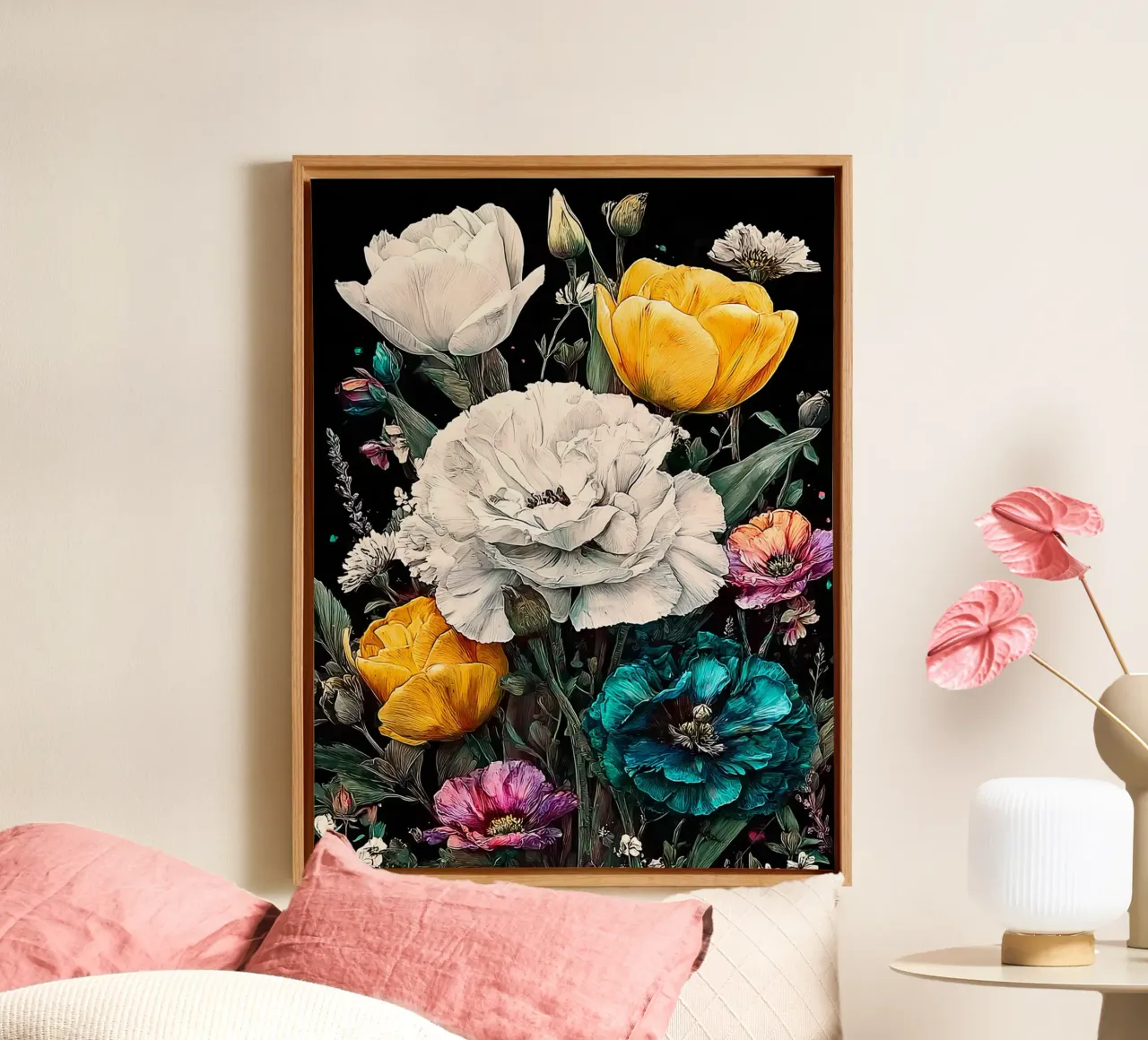 Garden full of flowers I tela con Cornice a cassetta da Mateo