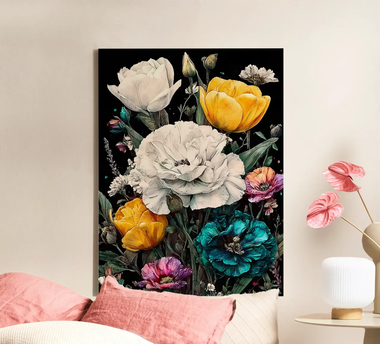 Garden full of flowers I tela con Cornice a cassetta da Mateo