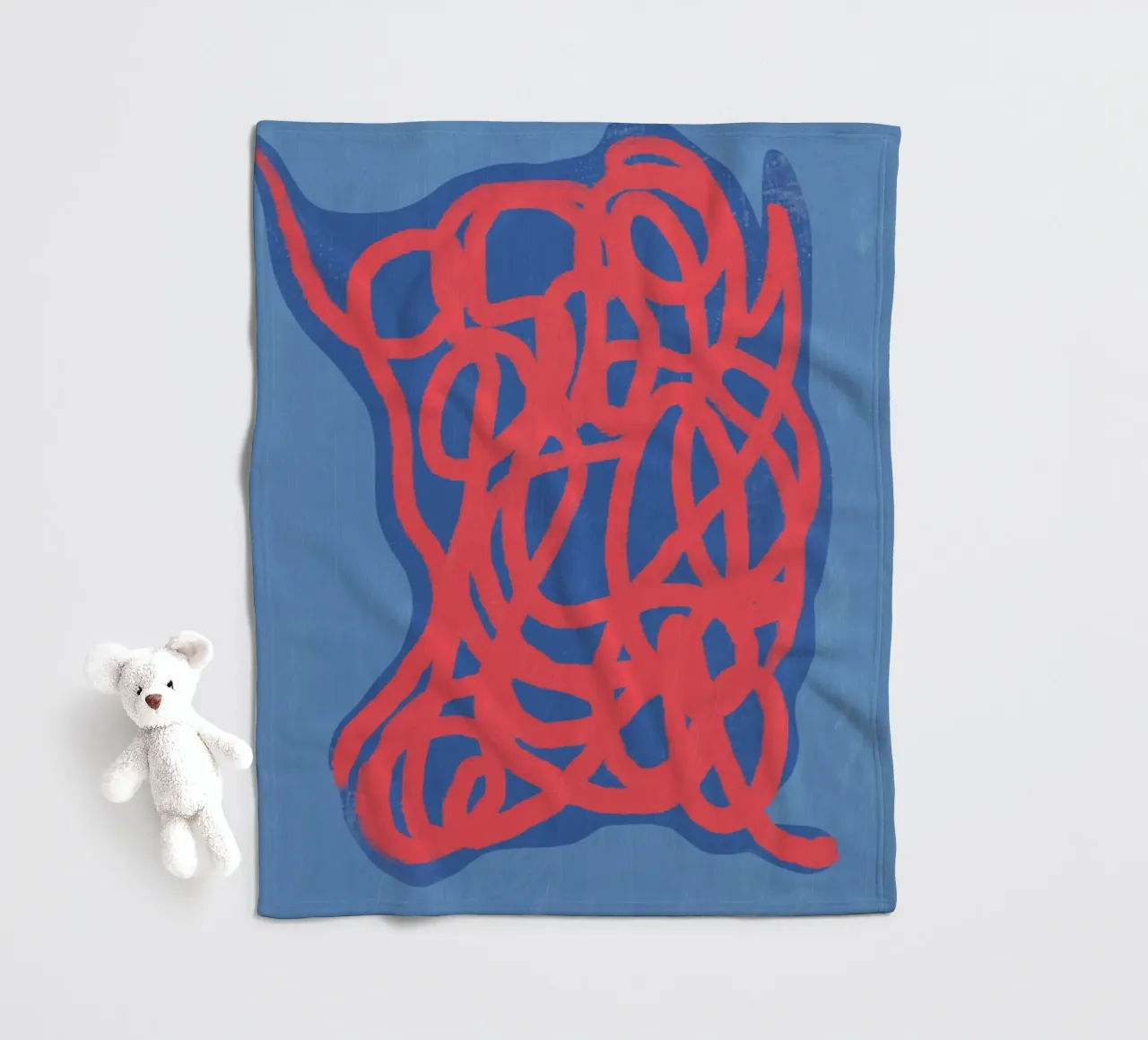 Neon line art abstract fleece blanket by Little Dean