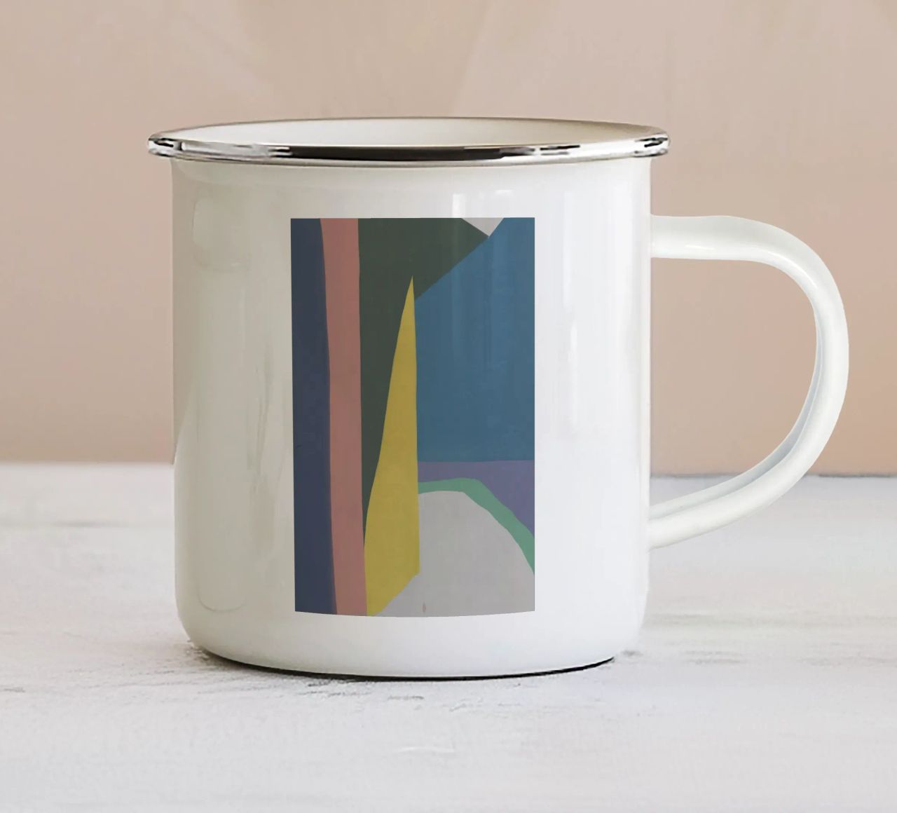 Forme astratte di luce gialla tazza in smalto da Little Dean
