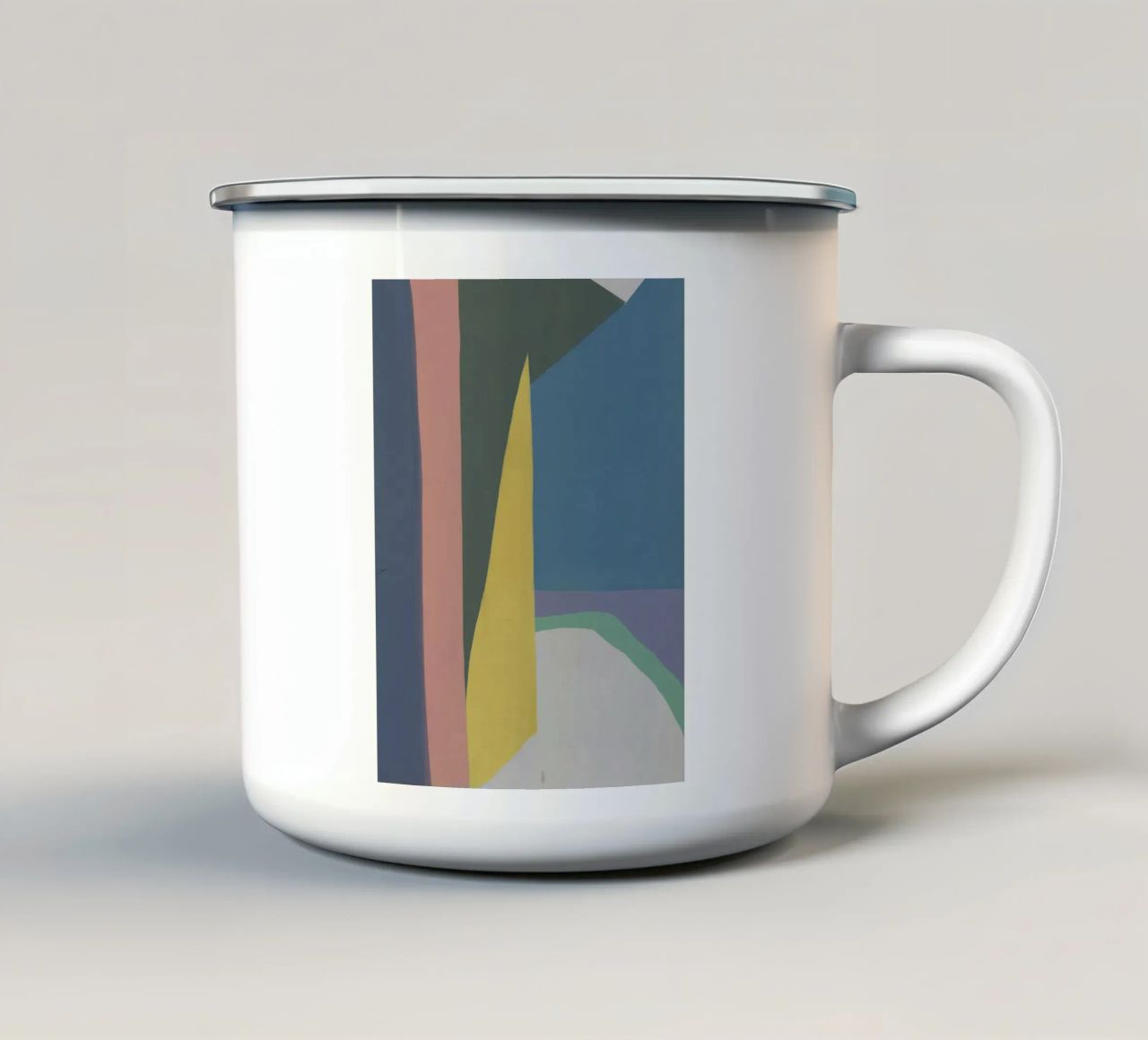 Forme astratte di luce gialla tazza in smalto da Little Dean