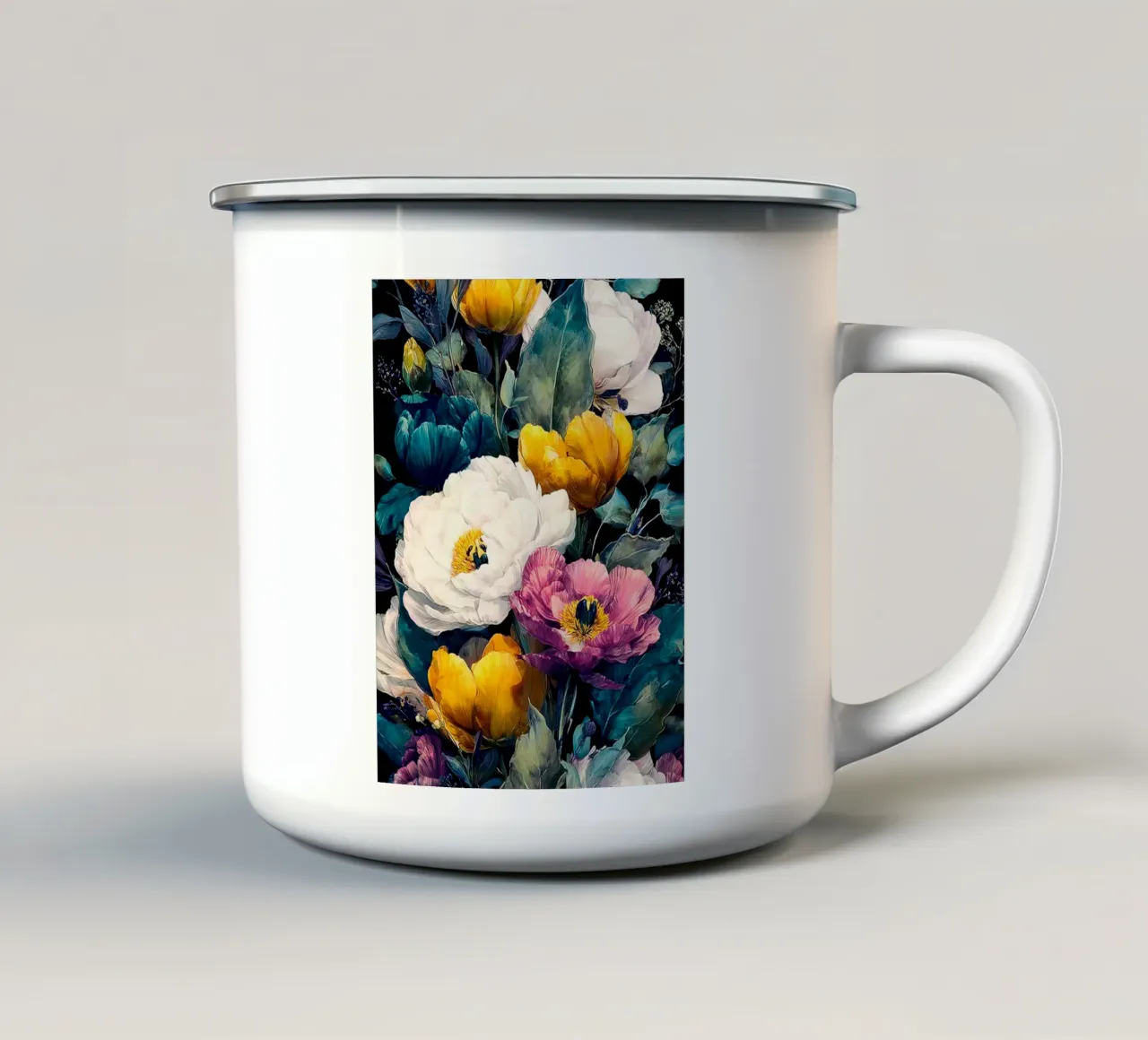 Garden full of flowers J tazza in smalto da Mateo