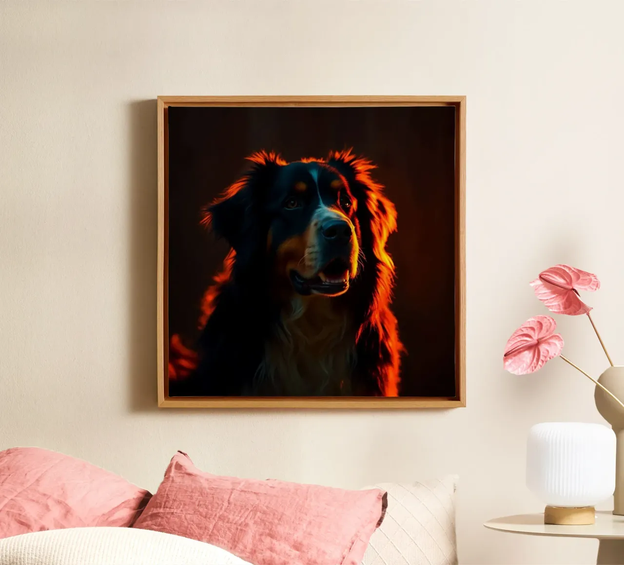 Beautiful Bernese Mountain Dog #169 canvas with Floater frame by Yumis.Beargang.and.Me
