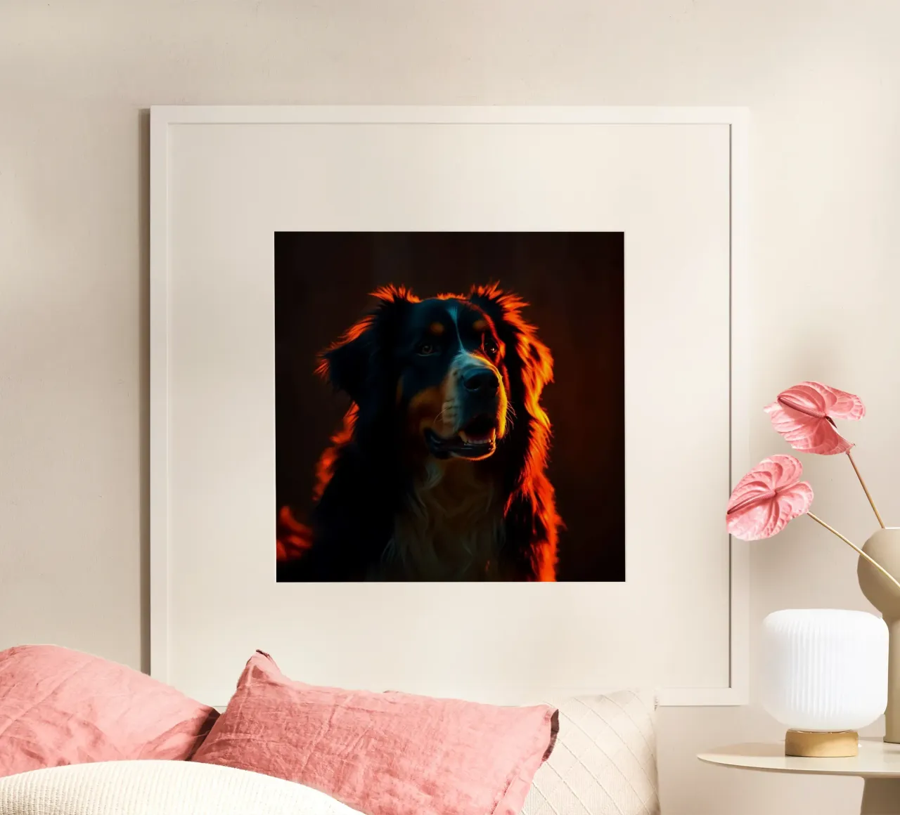 Bellissimo cane da montagna bernese #169 poster con telaio in plastica da Yumis.Beargang.and.Me