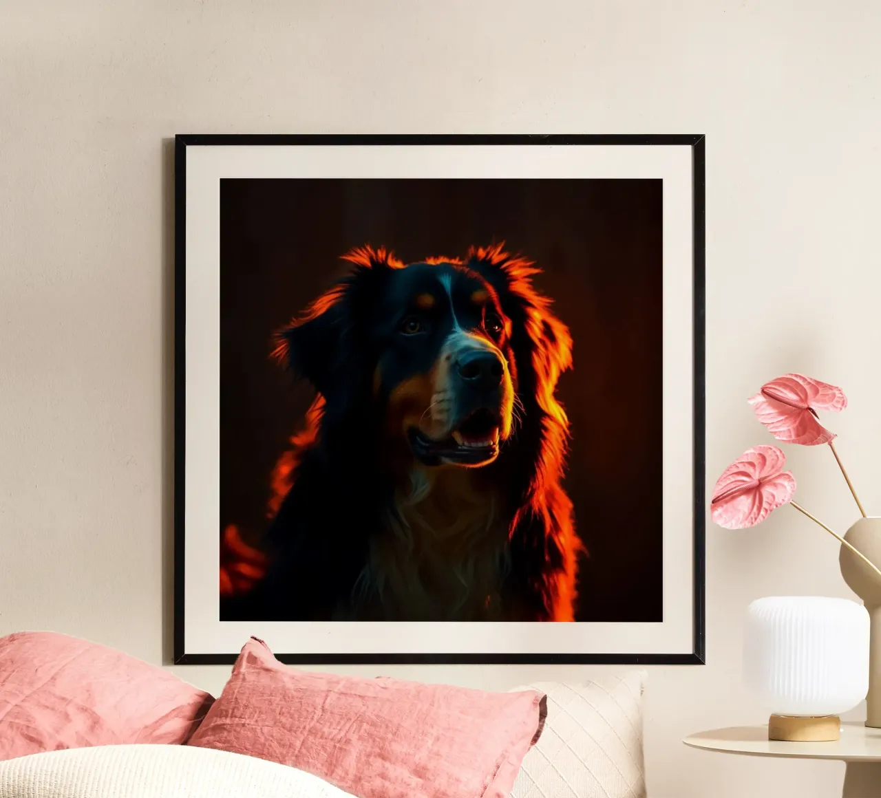 Bellissimo cane da montagna bernese #169 poster con telaio in plastica da Yumis.Beargang.and.Me