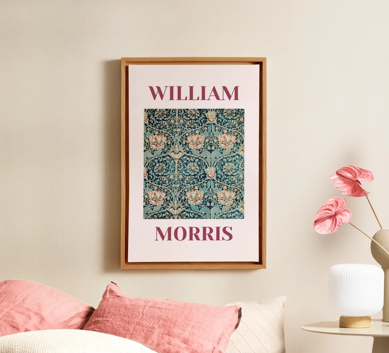 William Morris - Honey Suckle canvas met Baklijst van Second Canvas