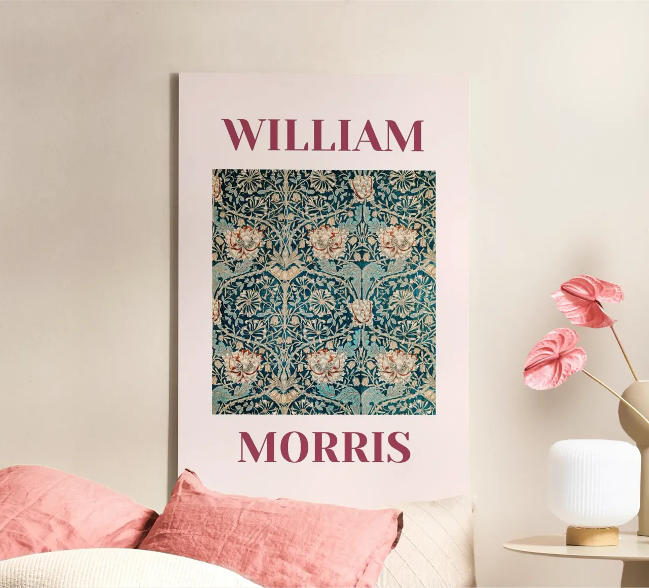 William Morris - Honey Suckle canvas met Baklijst van Second Canvas