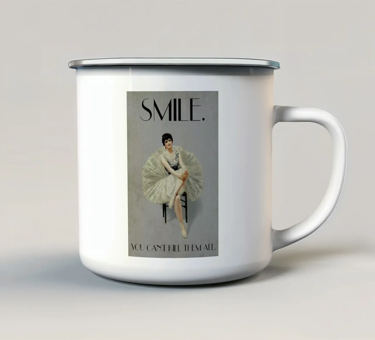 Keep Smiling tazza in smalto da Kubistika