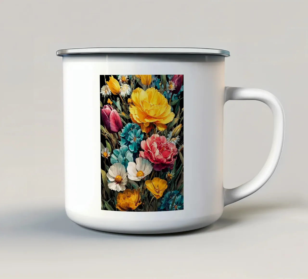 Garden full of flowers M tazza in smalto da Mateo