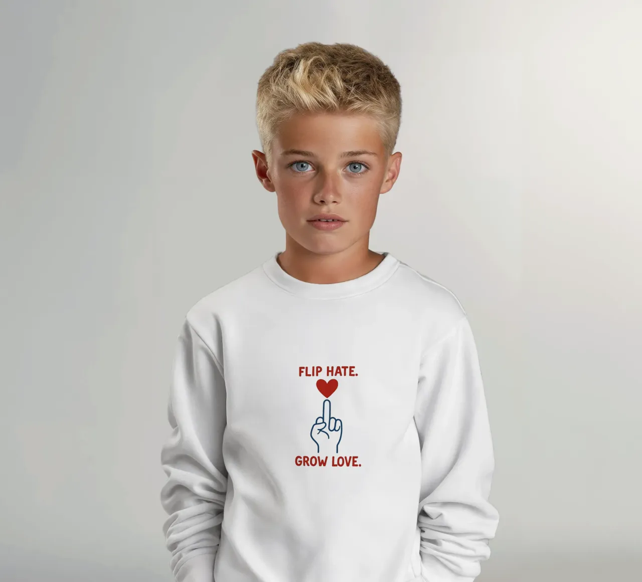 Cuore invece di odio felpa bambino da QuooodZ by MooodzArt