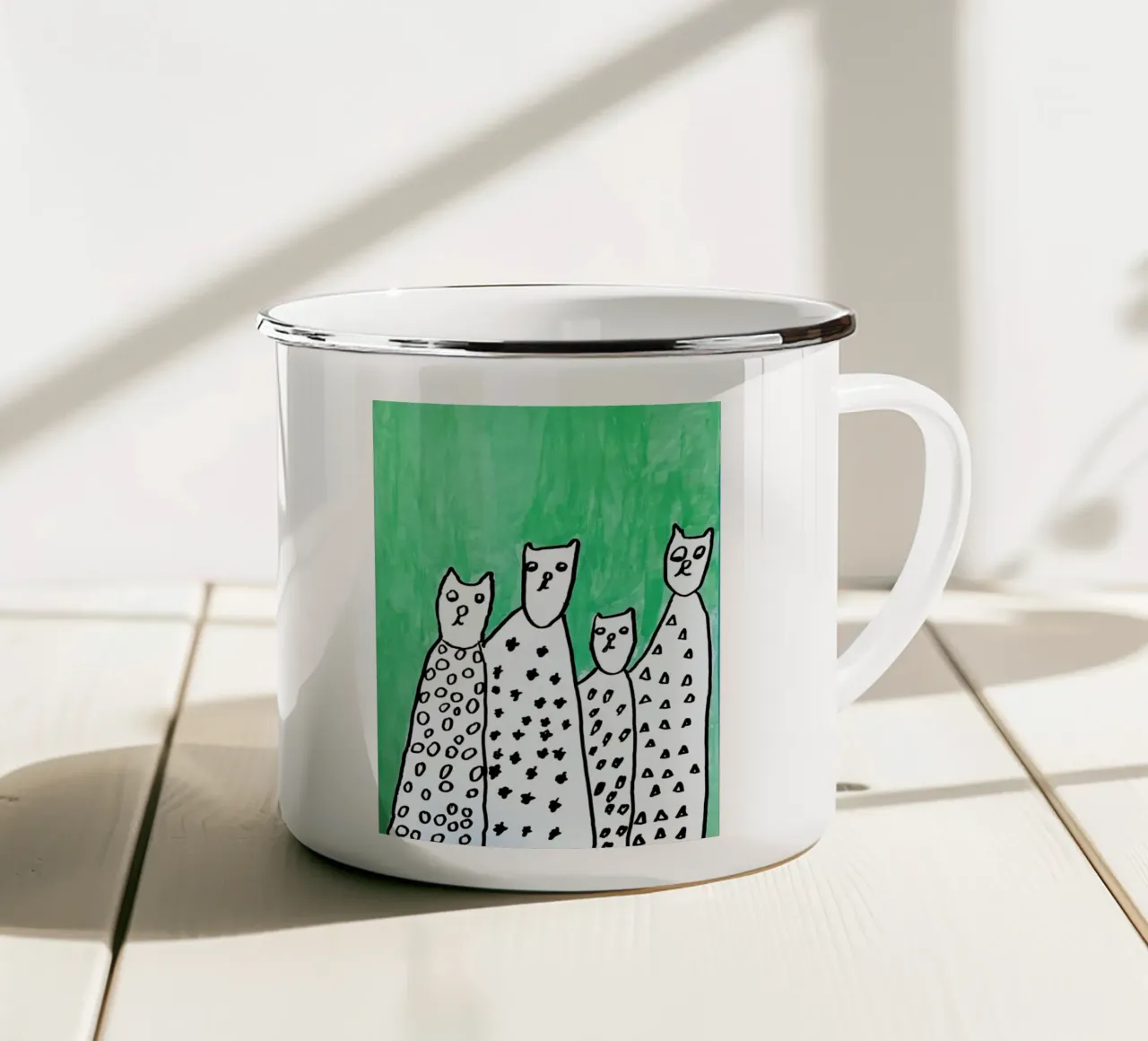 4 CATS IN A ROW tazza in smalto da Einfach Uebel