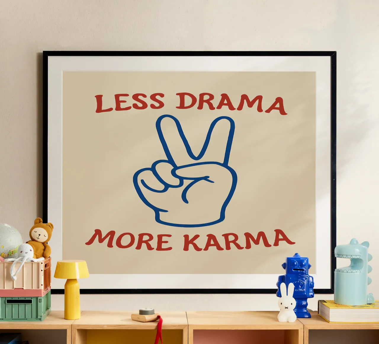 Karma Rules – Drama Drools poster con telaio in plastica da QuooodZ by MooodzArt