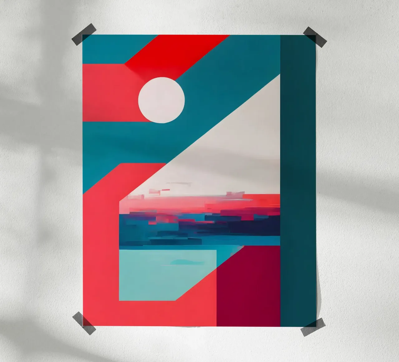 Abstrakt Weißer Punkt poster con telaio in plastica da kosinsart.gallery