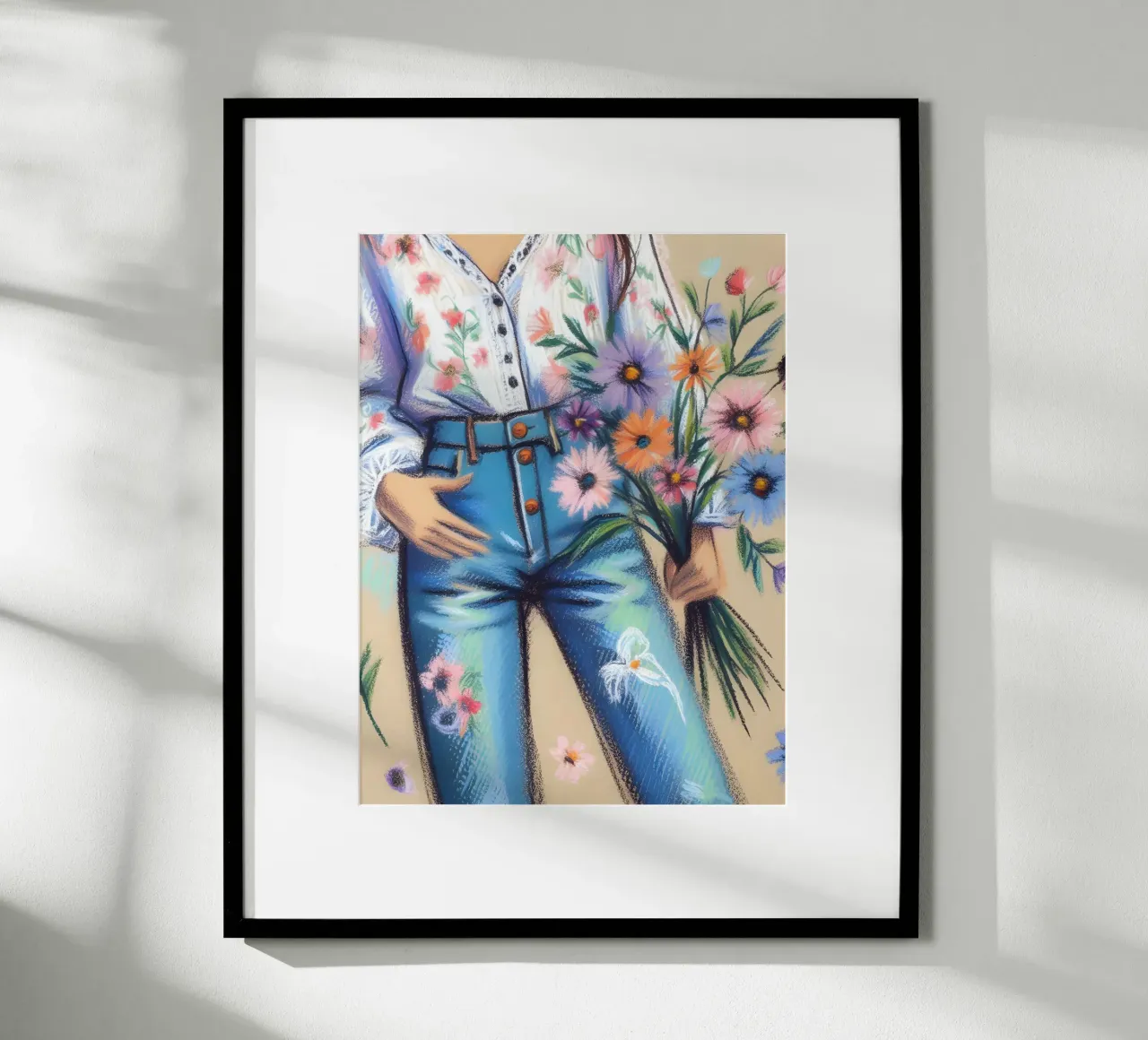 Donna calma con fiori ritratto poster da ARTOMATIC