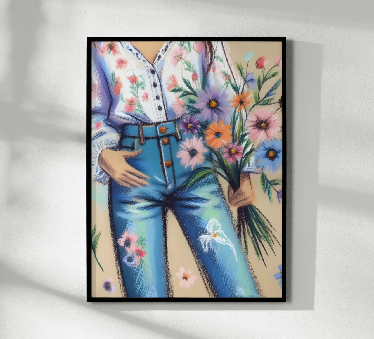 Donna calma con fiori ritratto poster da ARTOMATIC