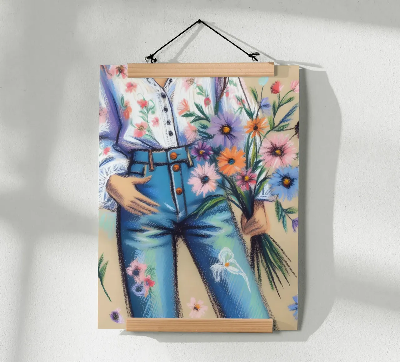 Donna calma con fiori ritratto poster da ARTOMATIC