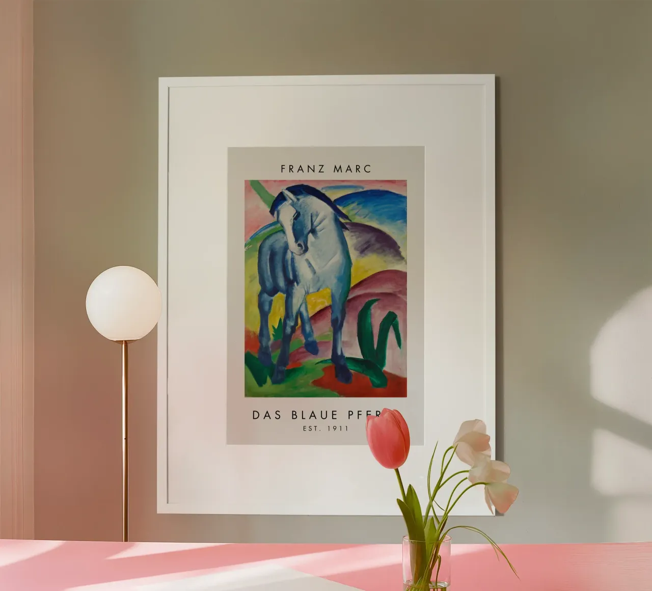 Franz Marc - Das blaue Pferd I poster con telaio in legno da Second Canvas