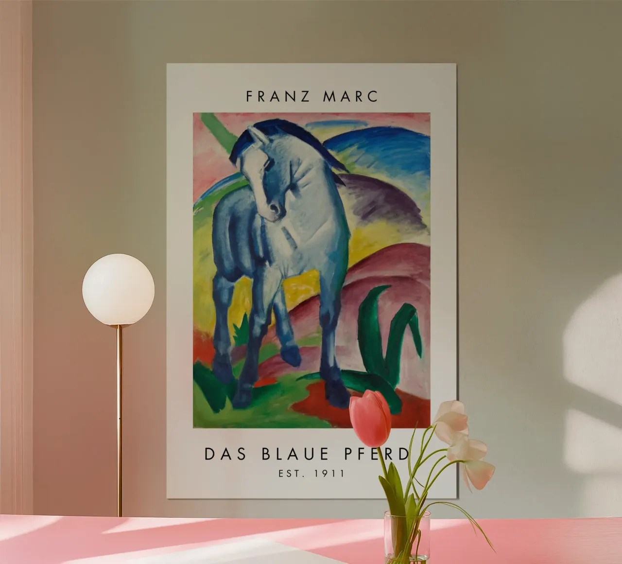 Franz Marc - Das blaue Pferd I poster con telaio in legno da Second Canvas
