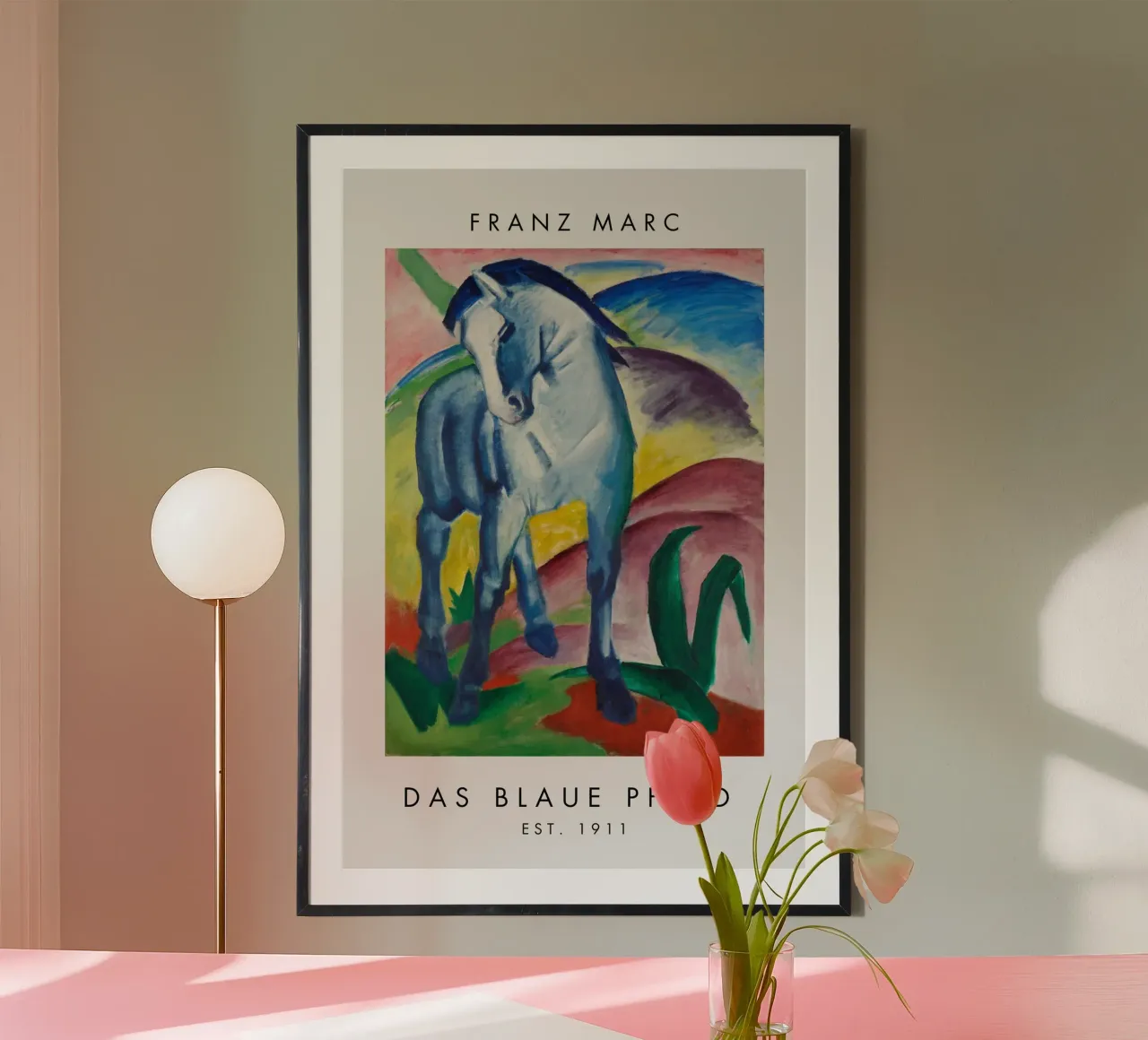 Franz Marc - Das blaue Pferd I poster con telaio in legno da Second Canvas
