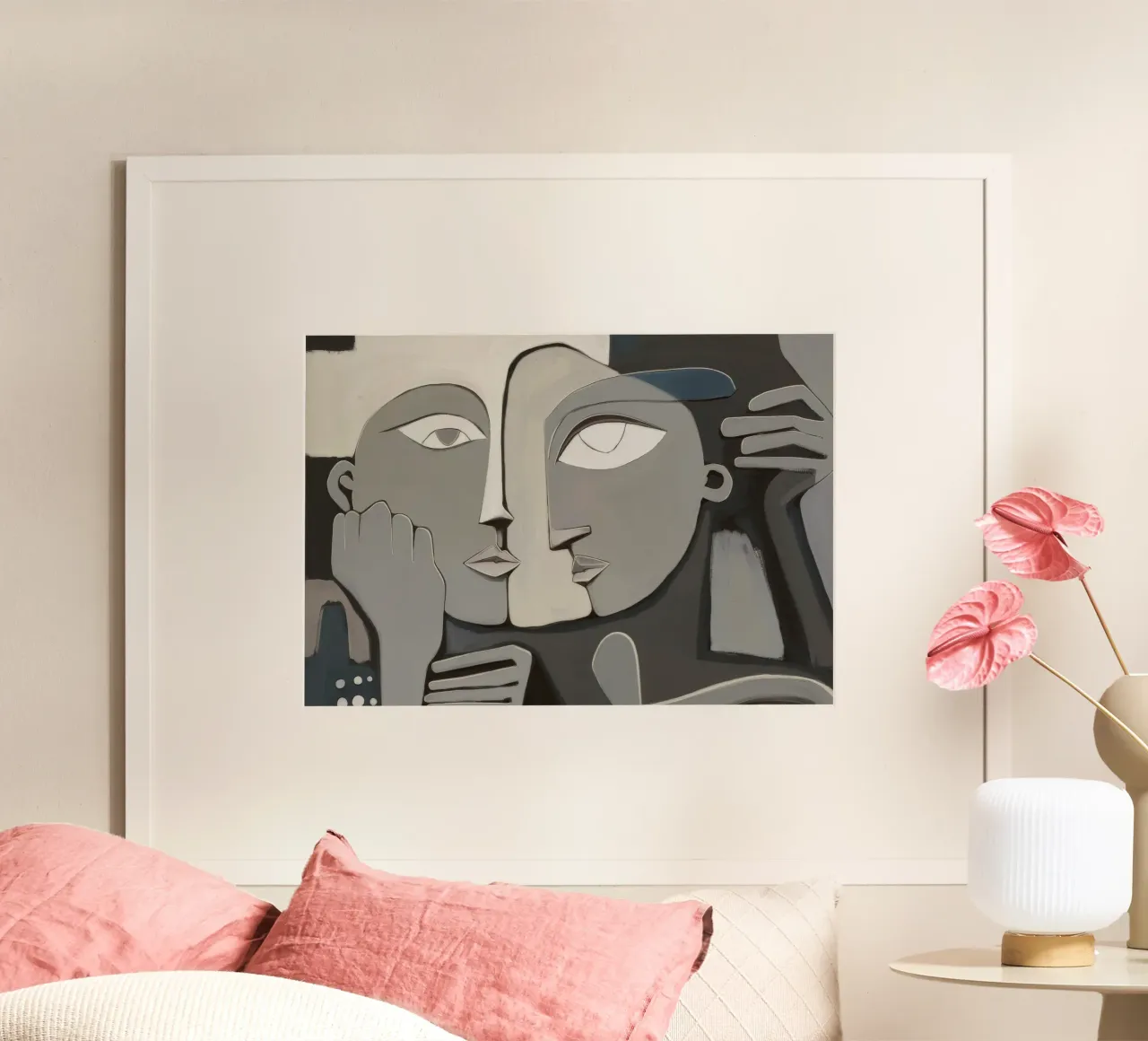 Contemplative Artistic Duality poster by Crimson Whisper