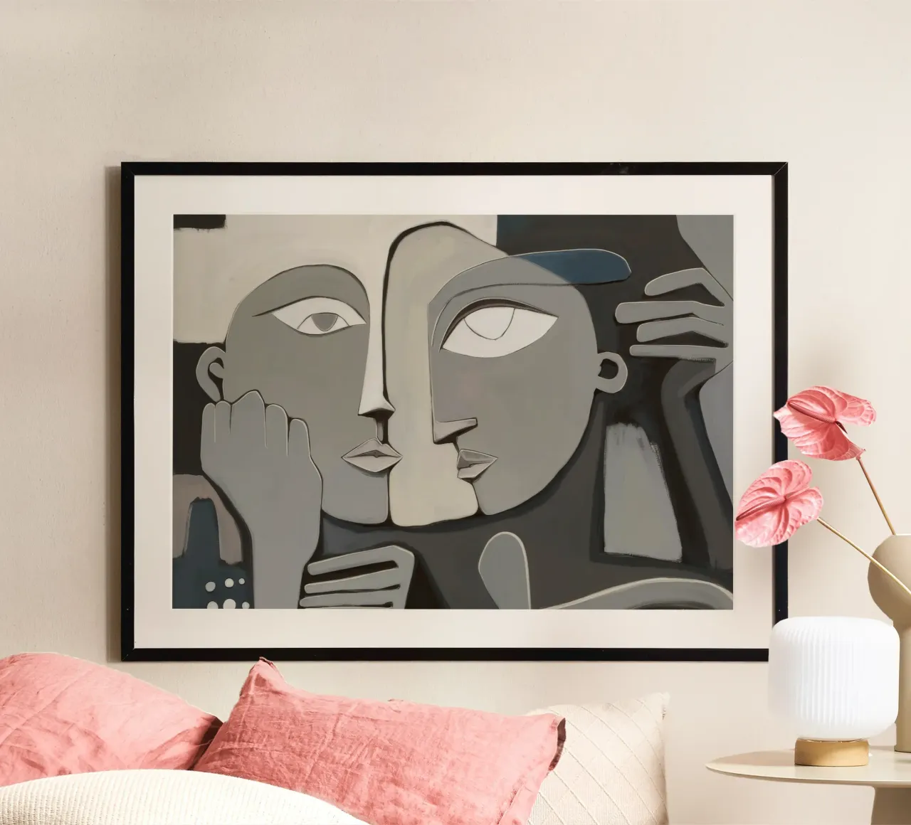 Contemplative Artistic Duality poster by Crimson Whisper
