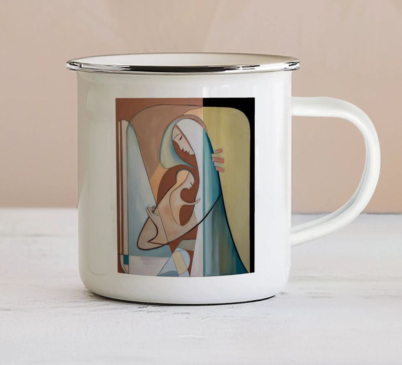 Sereno riflesso artistico tazza in smalto da Crimson Whisper