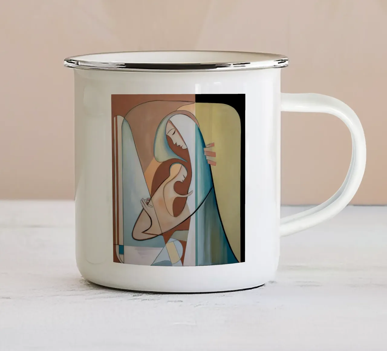 Sereno riflesso artistico tazza in smalto da Crimson Whisper