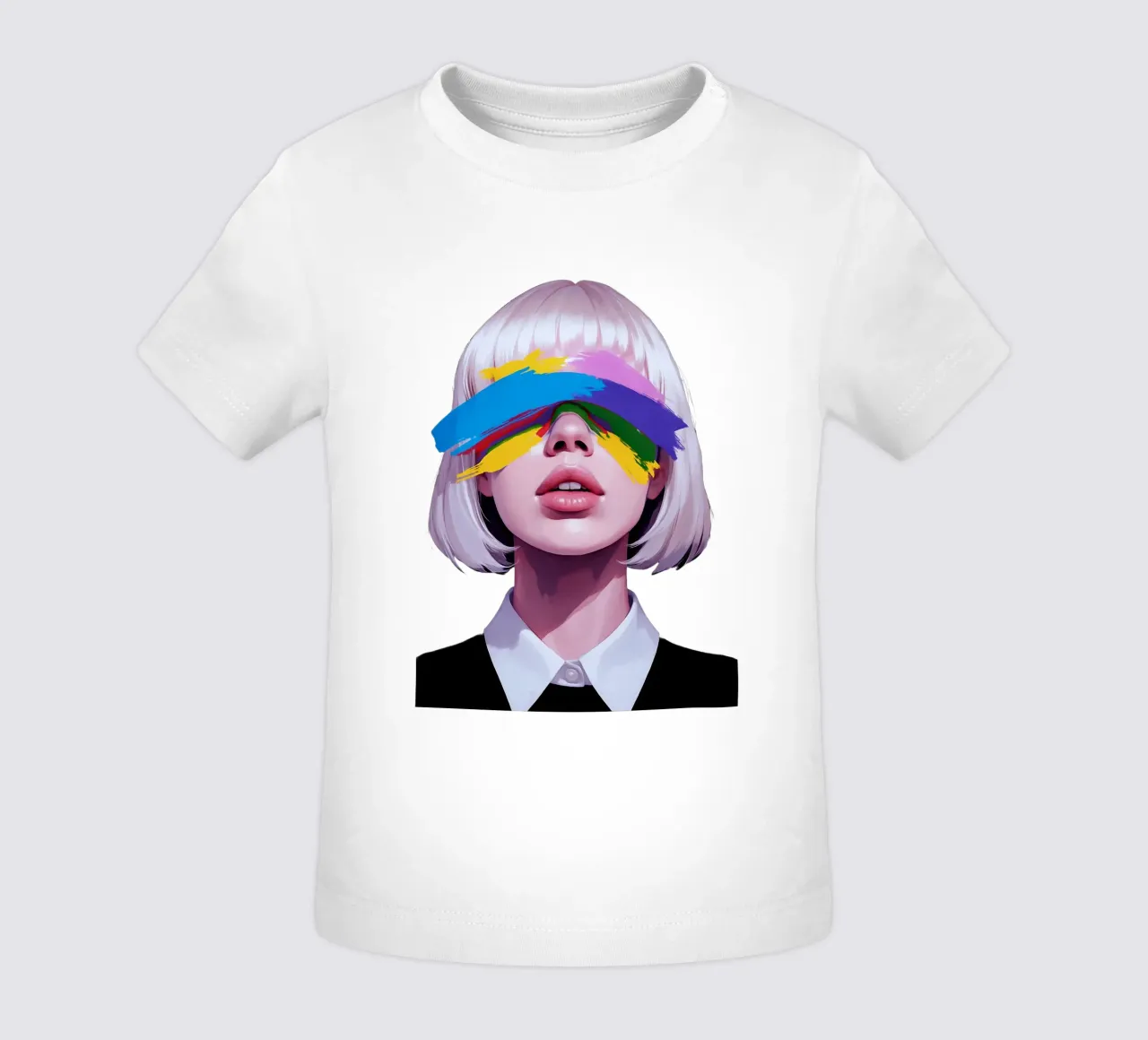 Ragazza ritratto astratto vernice overface maglietta neonato da Urban Life