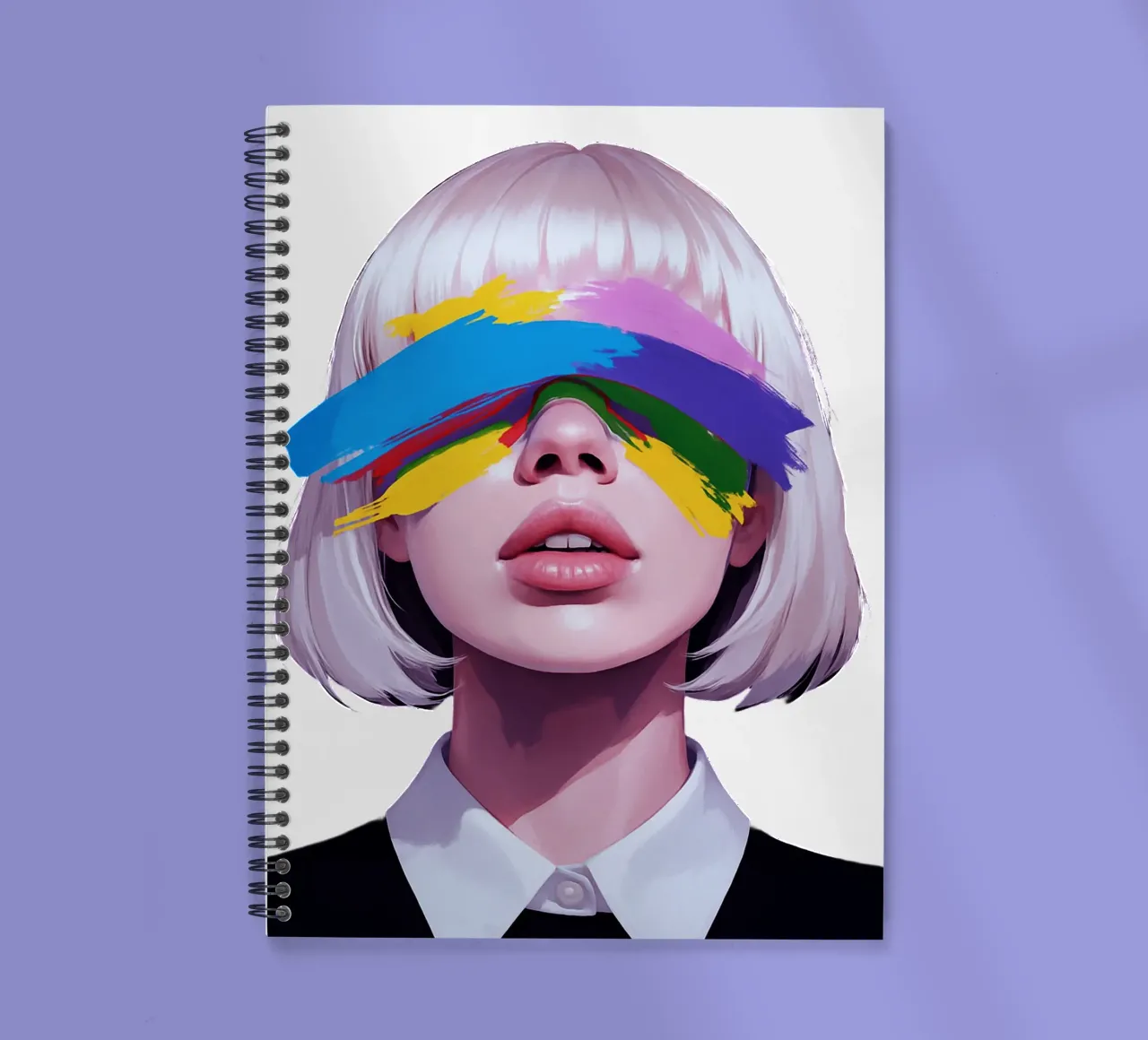 Girl Portrait Abstract Paint Overface spiral notebook by Urban Life