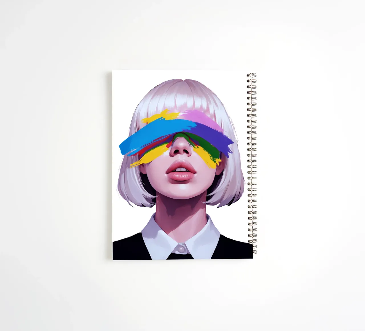 Girl Portrait Abstract Paint Overface spiral notebook by Urban Life