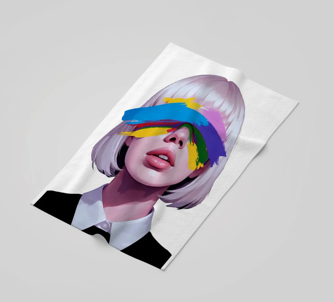 Ragazza ritratto astratto vernice overface telo mare da Urban Life