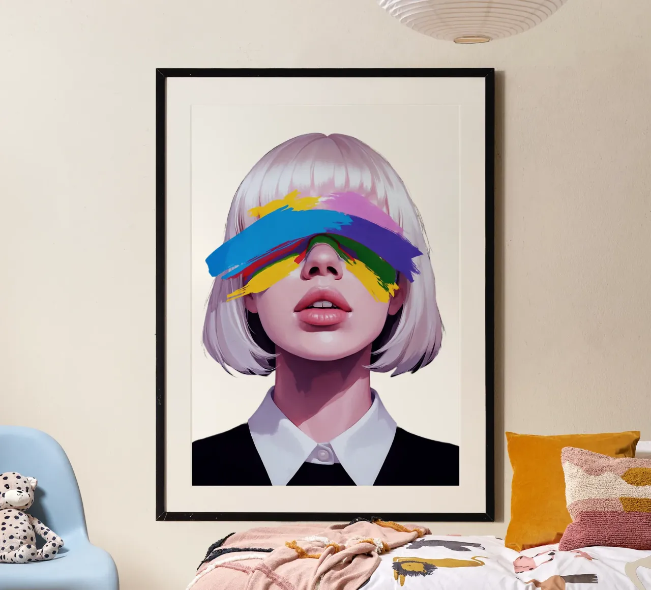 Girl Portrait Abstract Paint Overface poster by Urban Life