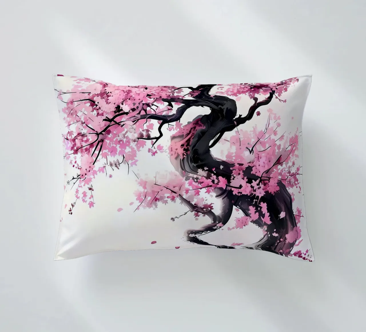 cherry blossom tree pink flowers twisting branches petals decorative cushion by Janine P McGuire