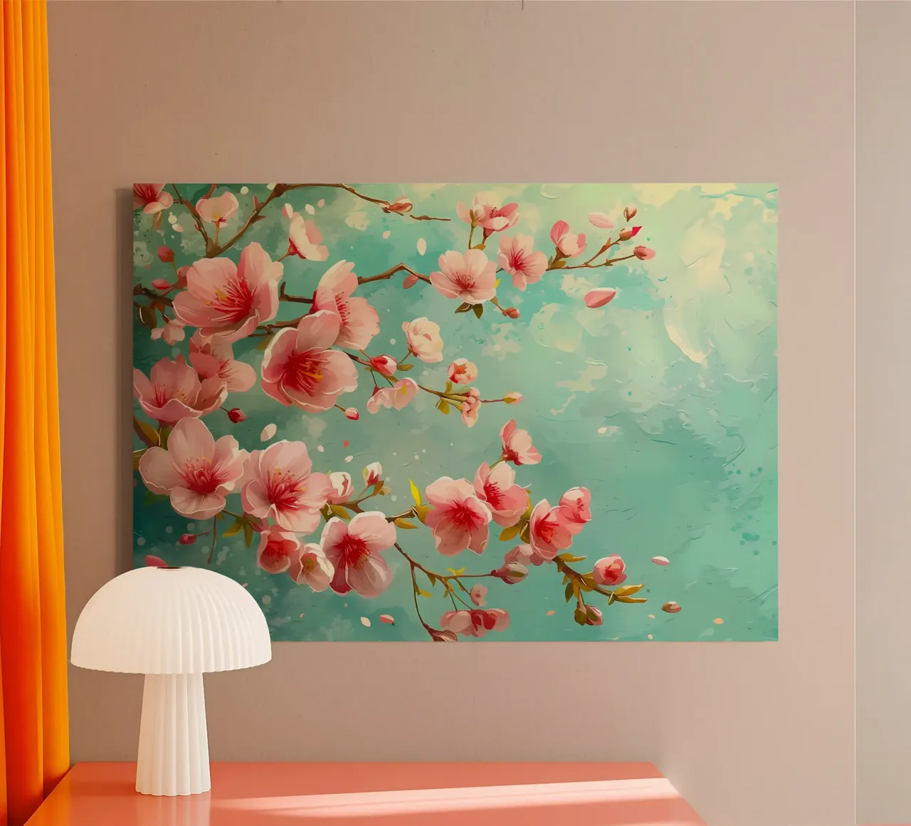 fiori di ciliegio fiori rami petali primavera tela con Cornice a cassetta da Janine P McGuire